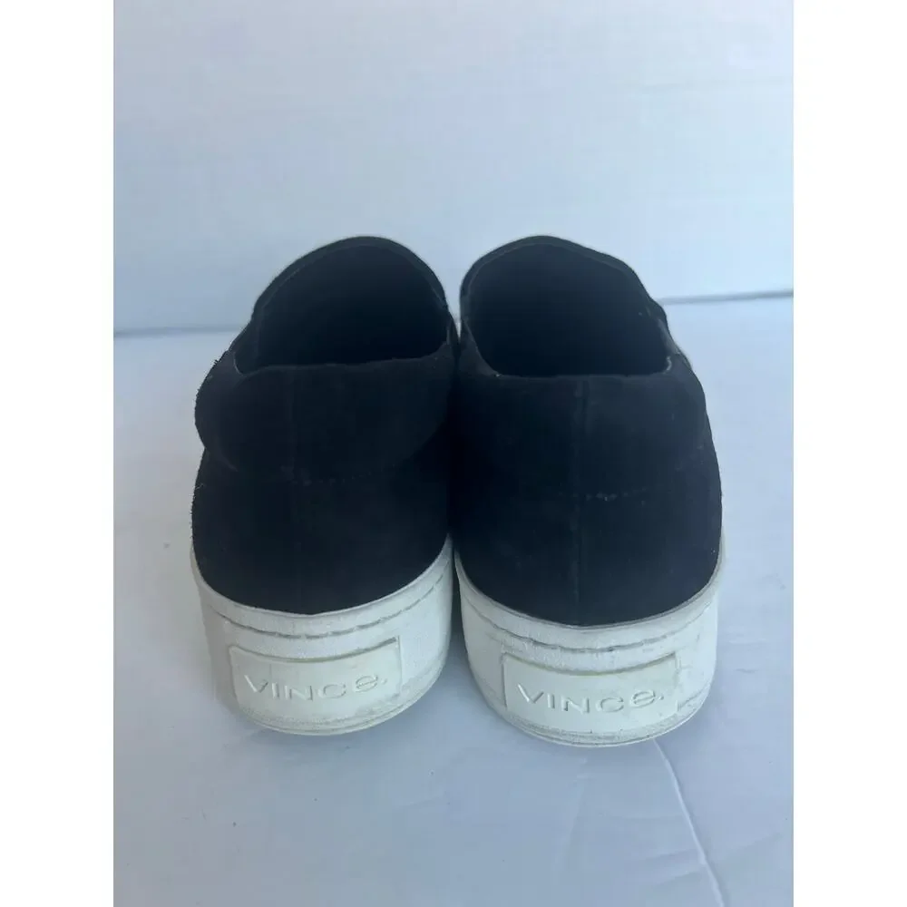 Vince‎ Warren Black Suede White Platform Round Toe Slip On Skate Sneaker Shoes 7